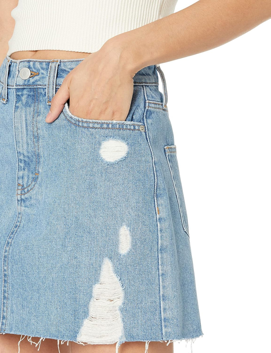 The Drop Jeans-Minirock für Damen, Ansh im Used-Look XXS Mittleres Indigoblau, XXS Mittleres Indigob