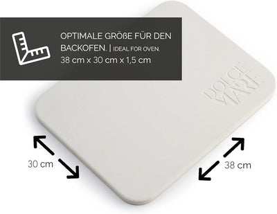 DOLCE MARE Pizzastein beige Inkl. Holz-Pizzaschieber - Pizza Stein aus hochwertigem Cordierit für Ba