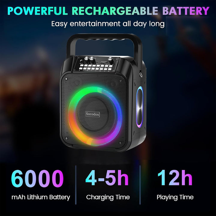Karaoke Maschine,30W Tragbare Bluetooth Lautsprecher mit 2 Drahtlosen Mikrofon,6000mAh Akku 8H Spiel