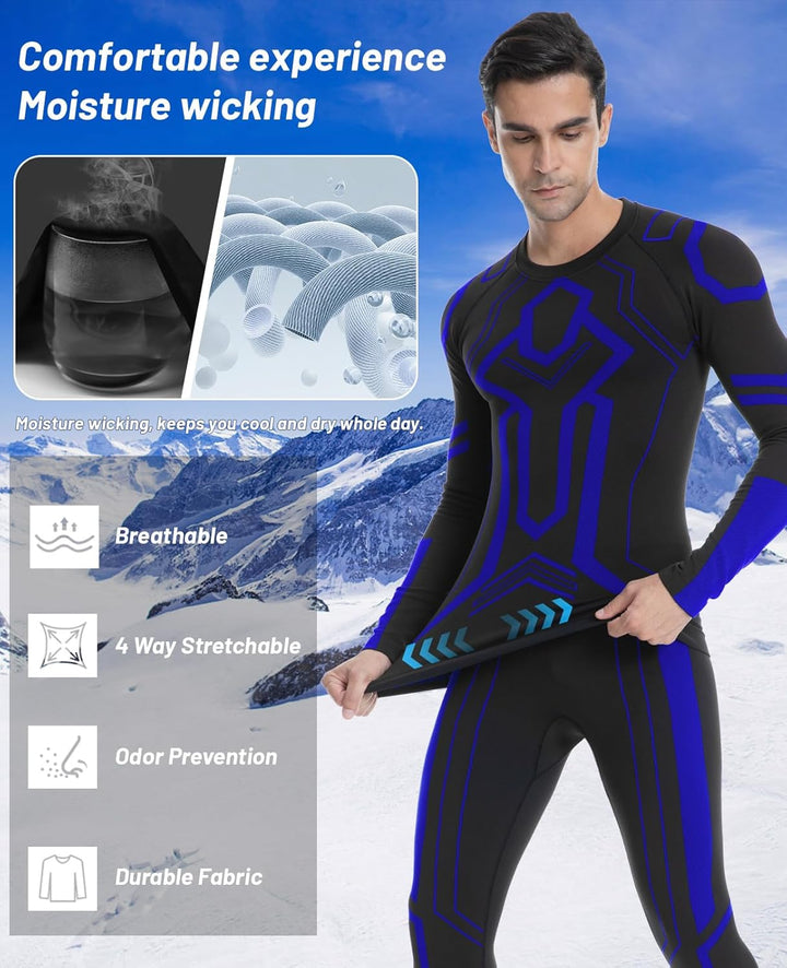 MEETWEE Thermounterwäsche Herren Atmungsaktiv Männer Thermo Funktionswäsche Winter Skiunterwäsche Un
