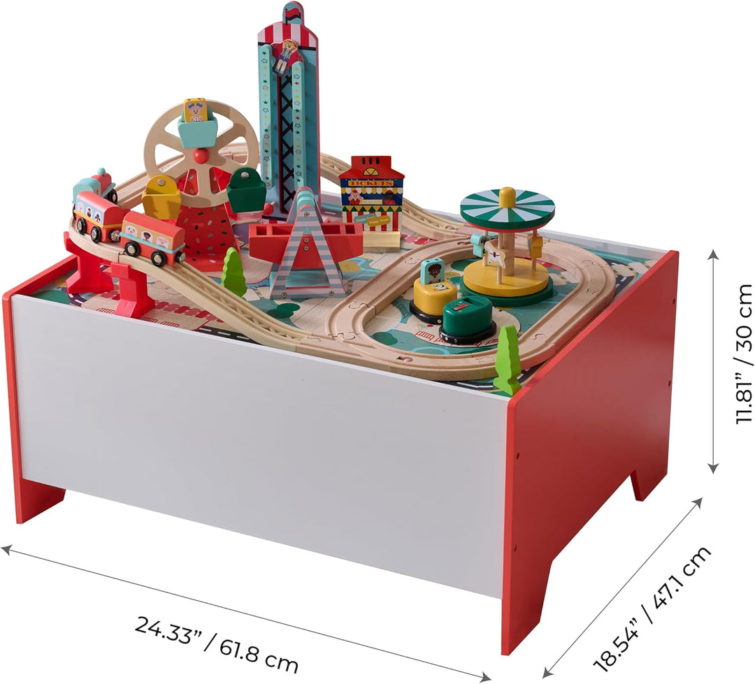 Teamson Kids Eisenbahn Spieltisch mit 6 Mini-Spielen & Aufbewahrung