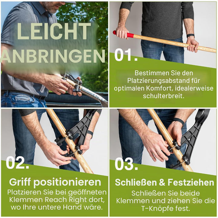 Schneeschaufel rückenschonender Aufsatz | verwandelt normales in ergonomisches Hofwerkzeug | Griffbe