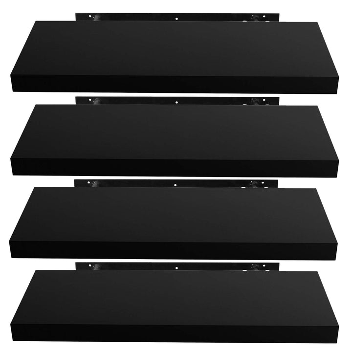 EUGAD Wandregal Schwarz, Regal Wand 4er Set, Wandboard für Wohnzimmer, Küche, Badezimmer, Bücher/DVD