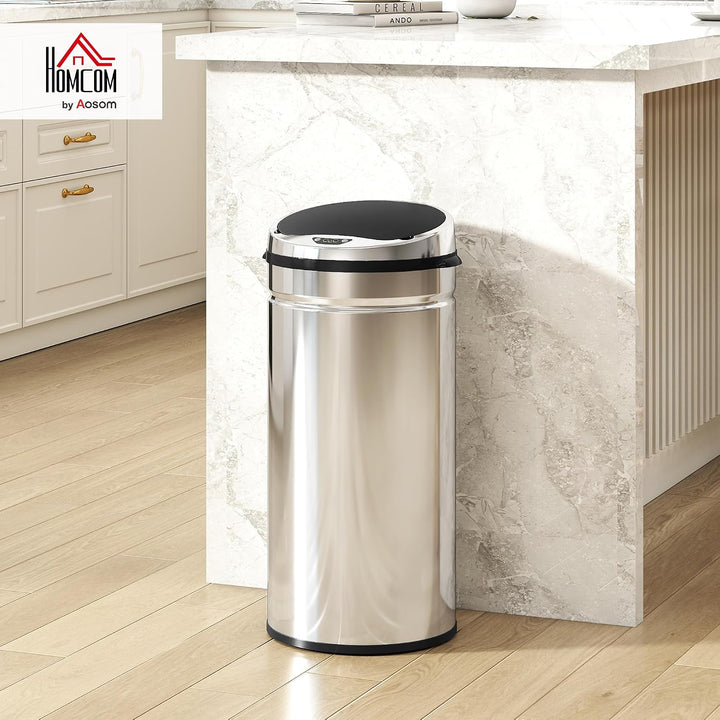 HOMCOM Sensor Mülleimer 42L mit Bewegungssensor für Küche, Büro, Silber
