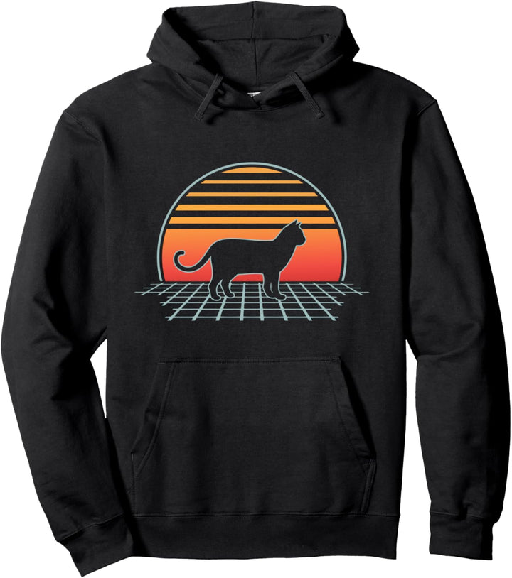 Cat Retro Vintage 70s 80s Animal Vaporwave Aesthetic Pullover Hoodie