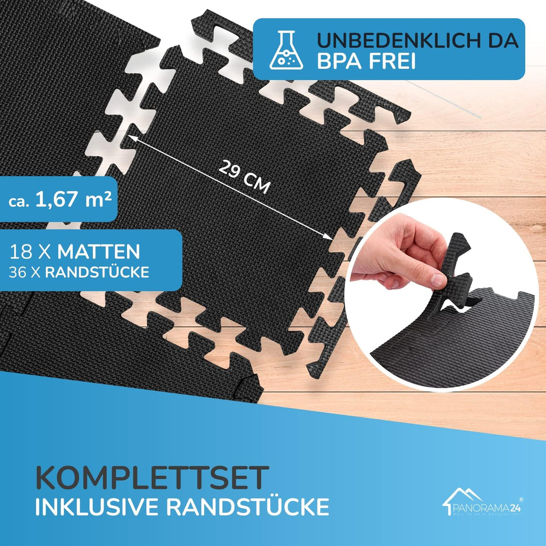 Schutzmatten Set Puzzlematte Bodenschutz Matte - Puzzle Bodenschutzmatten Unterlegmatte | Fitnessmat