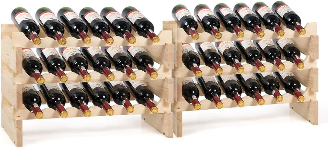 COSTWAY Weinregal Holz, Stapelbares Weinständer Flaschenregal 6 Höhe zur Auswahl, Holzregal stabil,
