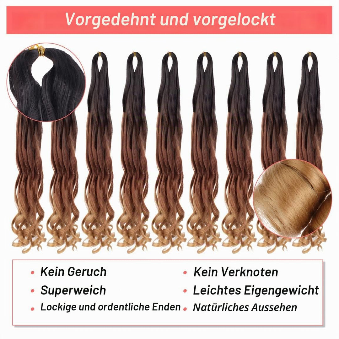 Xtrend 8 Packs French Curls Braiding Hair 18 Inch Pre Stretched Loose Wave Bouncy Braiding Hair Curl