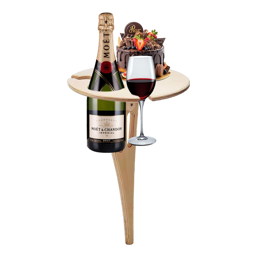 Topyond Tragbarer Klappbarer Weintisch – Outdoor, Garten, Rasen, Picknick, Tragbares Weinregal, Holz