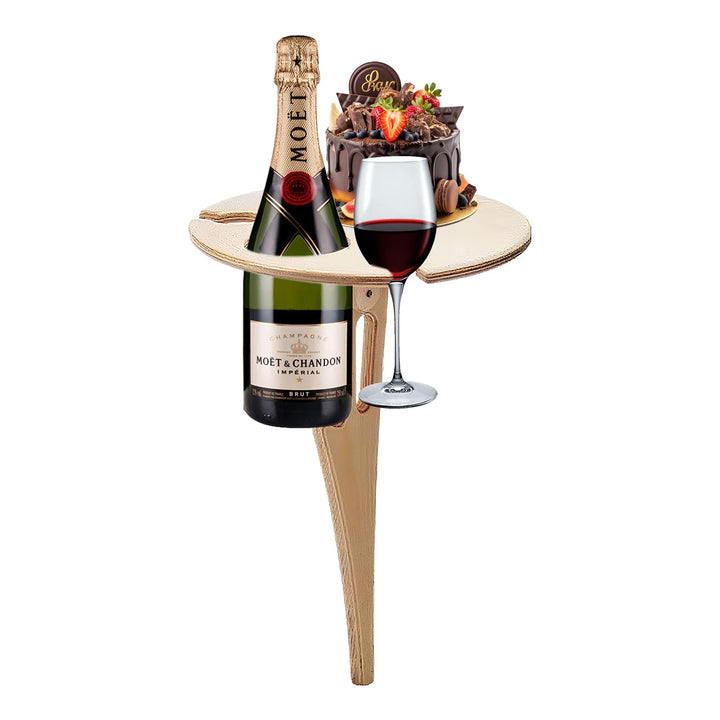 Topyond Tragbarer Klappbarer Weintisch – Outdoor, Garten, Rasen, Picknick, Tragbares Weinregal, Holz