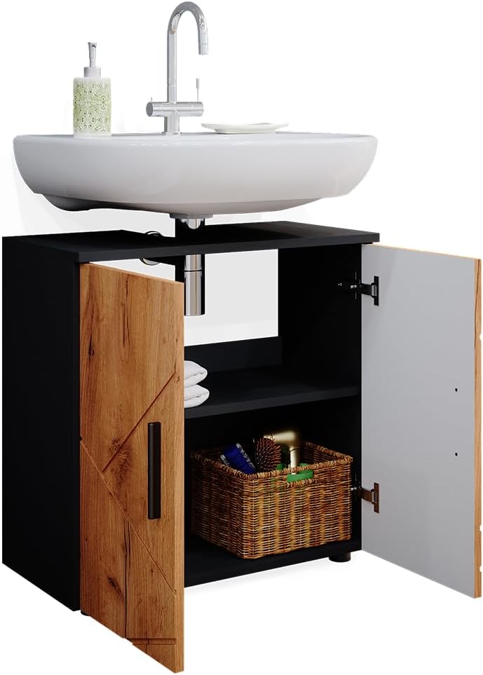 Vicco Waschbeckenunterschrank Irma, Anthrazit/Eiche, 60 x 59 cm Anthrazit Waschbeckenunterschrank 60