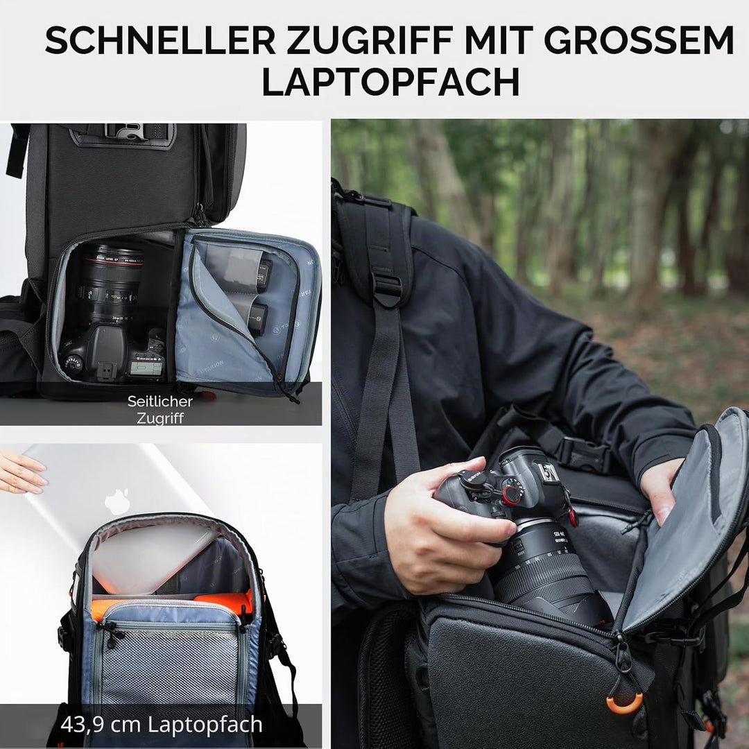 TARION Grosser Kamerarucksack Kamera Rucksack: Professionelle DSLR Drohnen Rucksack mit 17,3 Zoll La