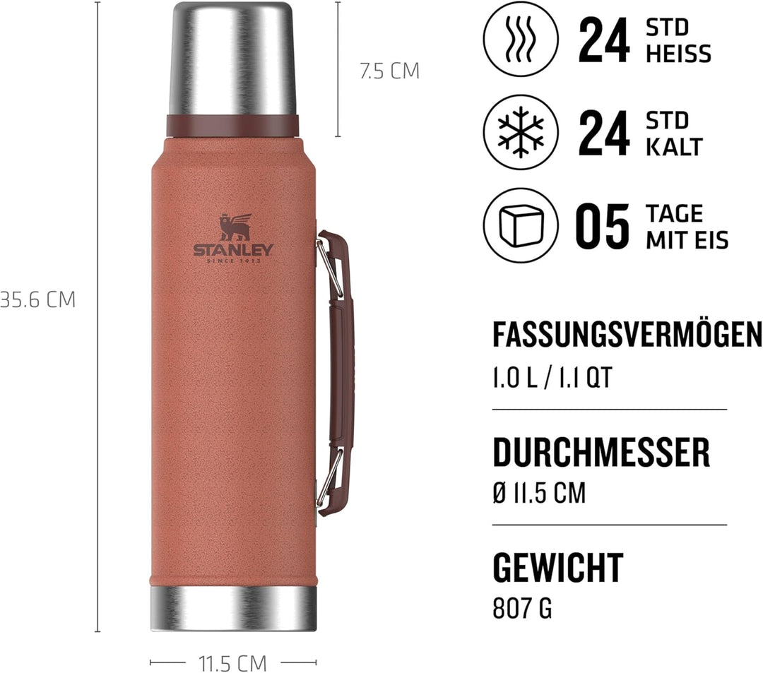 Stanley Classic Legendary Thermosflasche 1.4L - Thermos Hält 40 Stunden Heiss Oder Kalt - Edelstahl
