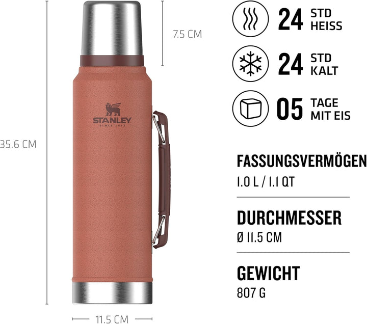 Stanley Classic Legendary Thermosflasche 1.4L - Thermos Hält 40 Stunden Heiss Oder Kalt - Edelstahl
