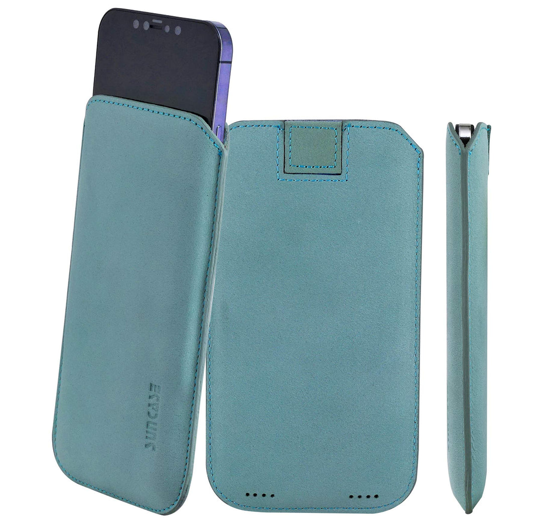 Suncase Original Leder Etui kompatibel mit iPhone 16 Pro (6,3 Zoll) Hülle Tasche Ultra Slim Ledertas
