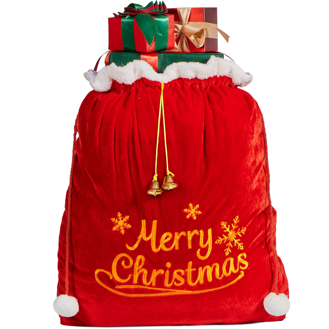 JOYIN Weihnachtsges sack 31" x 27", Weihnachtsmann-Sack mit Kordelzug für Indoor-Weihnachtsges-Dekor