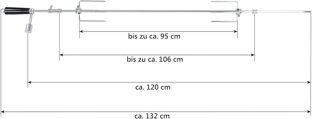 BBQ-Toro Grillspiess Set, 120 cm, inkl. Edelstahl Motor, 220V - 240V, inkl. 2 Stück Fleischklammern,