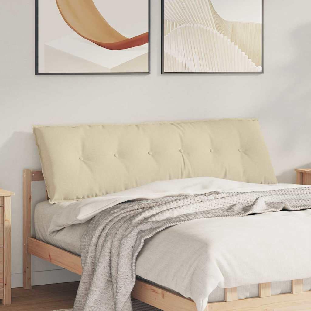 vidaXL Rückenkissen Creme 160 x 19 x 50 cm Stoff, Wohnzimmer, rechteckig, modern, abnehmbare Bezüge,