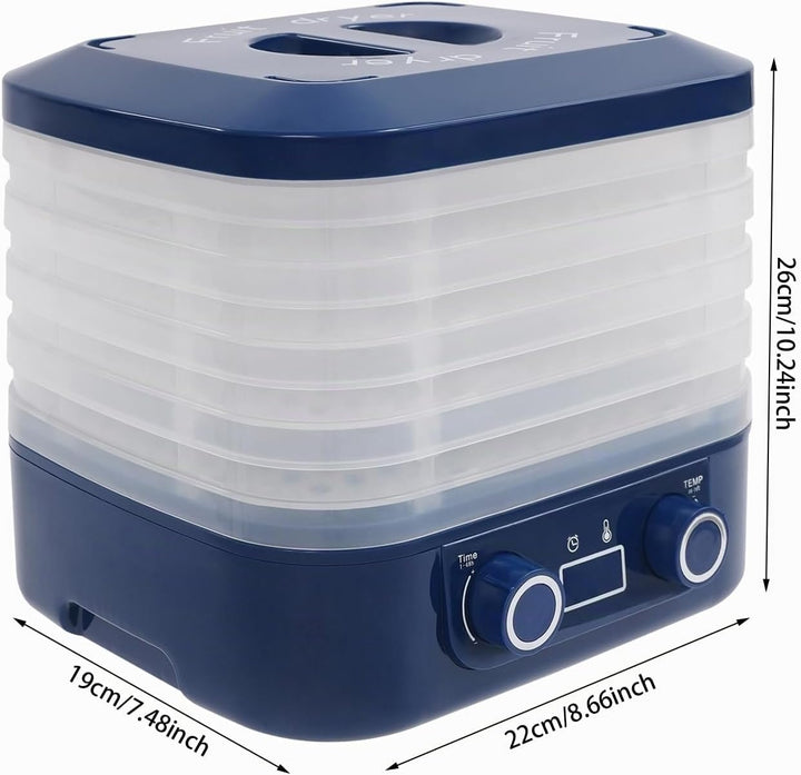 Dörrautomat Edelstahl, 160W Dörrgerät mit 5 Tabletts, 48h-Timer Dehydrator mit LED-Anzeige für Leben