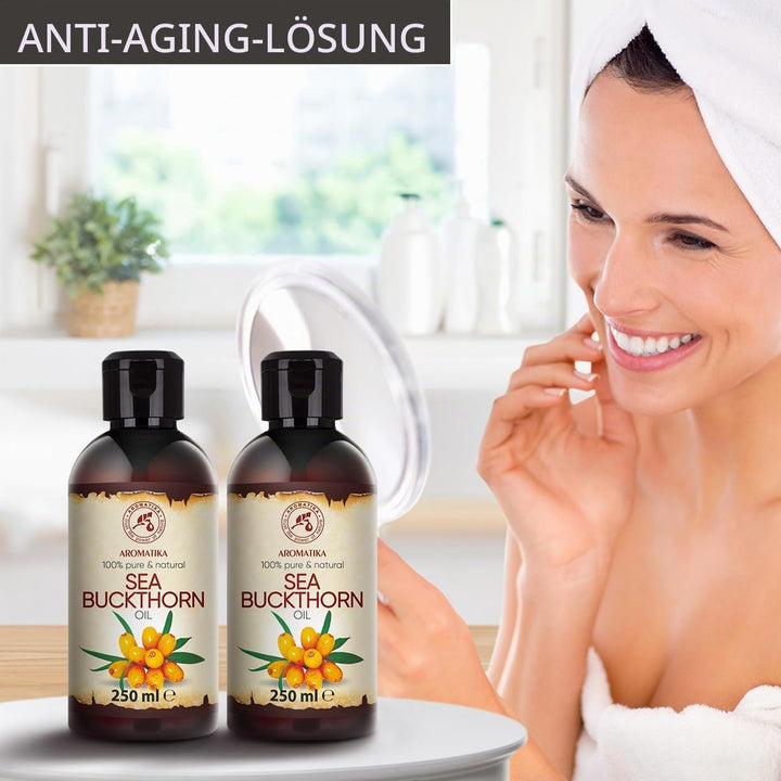 Sanddornöl Set 2x250ml - Hippophae Rhamnoides - Kaltgepresst - Sanddorn Öl - Sea Buckthorn Oil - Rei