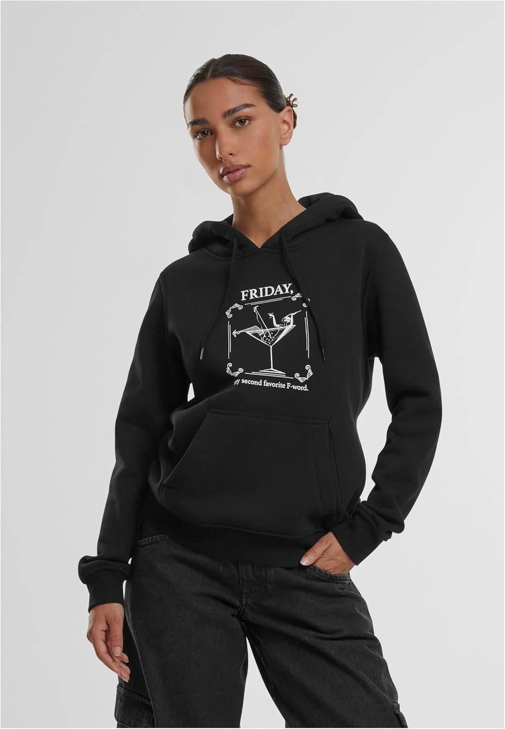 Mister Tee Damen Ladies F-Word Hoody Hooded Sweatshirt XS Schwarz, XS Schwarz
