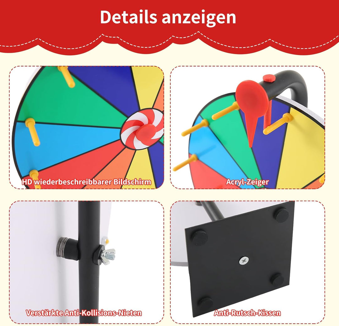 Glücksrad zum Drehen, 30cm Glücksrad zum Selbstgestalten, 12 Slots gluecksrad gluecksrad, Glücks Spi