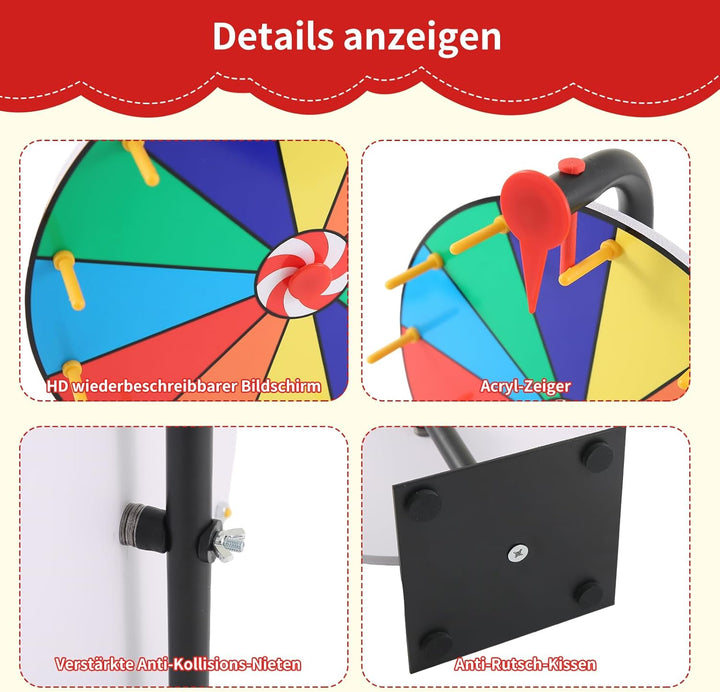 Glücksrad zum Drehen, 30cm Glücksrad zum Selbstgestalten, 12 Slots gluecksrad gluecksrad, Glücks Spi