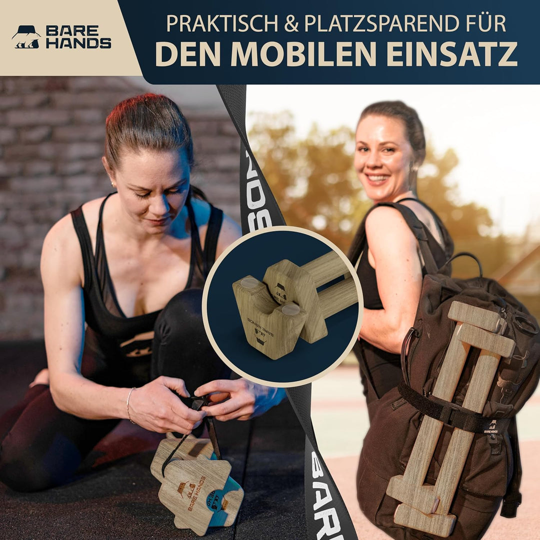BARE HANDS Liegestützgriffe – 2x gelenksschonende & rutschfeste Holz Liegestützgriffe – Calisthenics