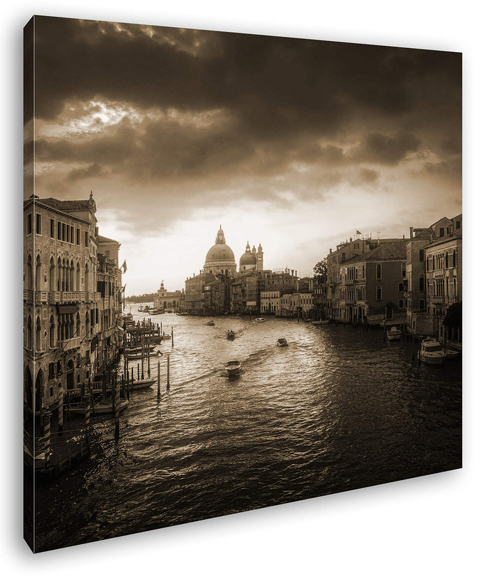 deyoli Flusslauf in Venedig Format: 70x70 Effekt: Sepia als Leinwandbild, Motiv fertig gerahmt auf E