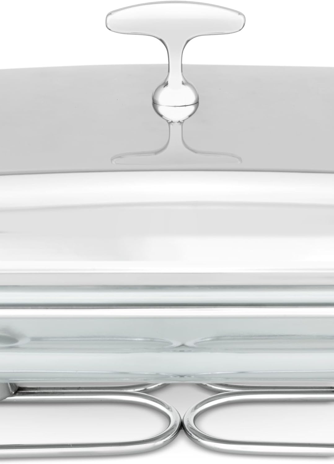 Stövchen Speisenwärmer Gehärtetes Glas Edelstahl Warmhaltebehälter Catering OVAL