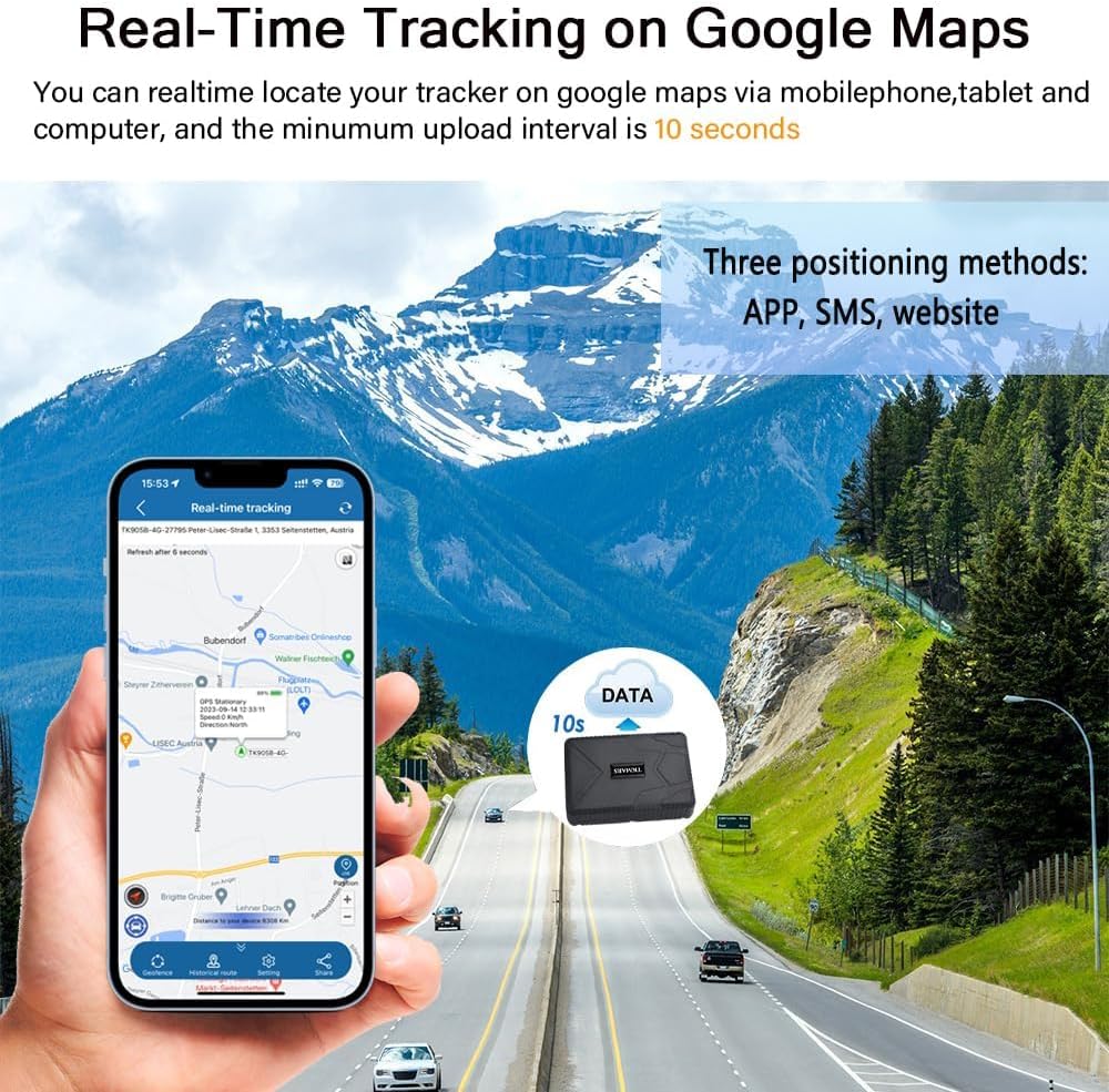 TKMARS Auto GPS-Tracker, 7800mAh Lange Akkulaufzeit, 4G, magnetisch, wasserdicht, Echtzeit GPS Track