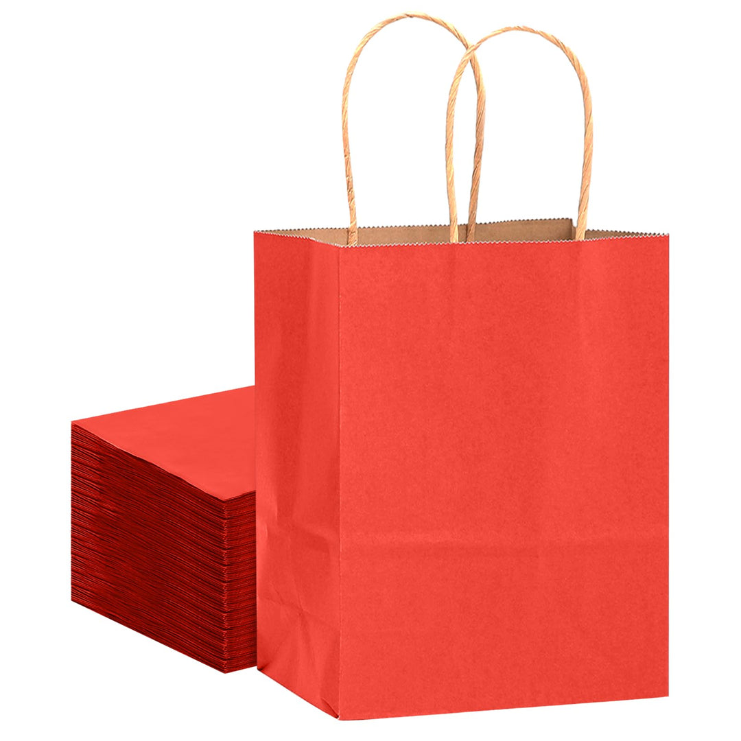 Gcardist Grosse 16Pcs Rote Kraftpapiertüten mit Griffen 33x26x13cm Geschenkpapiertüten Solid Color T