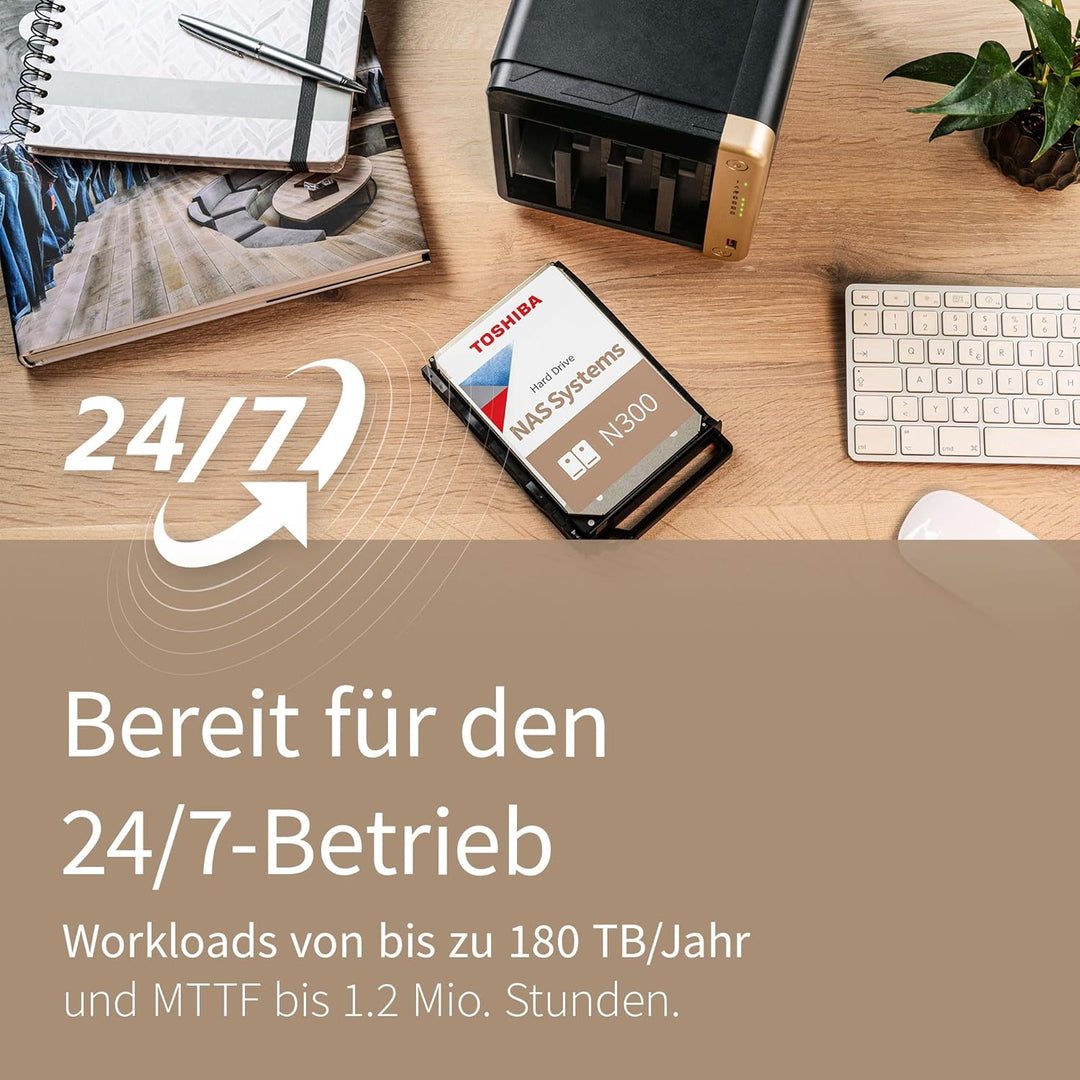 Toshiba 18TB N300 Interne Festplatte - NAS 3,5 Zoll SATA HDD Unterstützt bis zu 8 Laufwerksschächte,
