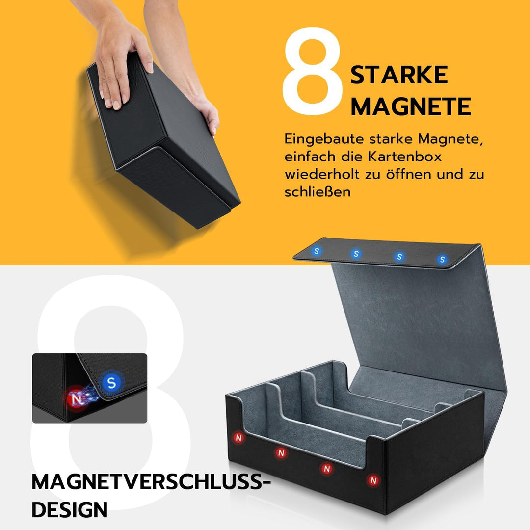 Card Deck Box for MTG,Gathering Kartenbox für 1800+ Karten mit Trennwänden,PU Leder Starkes Magnetic