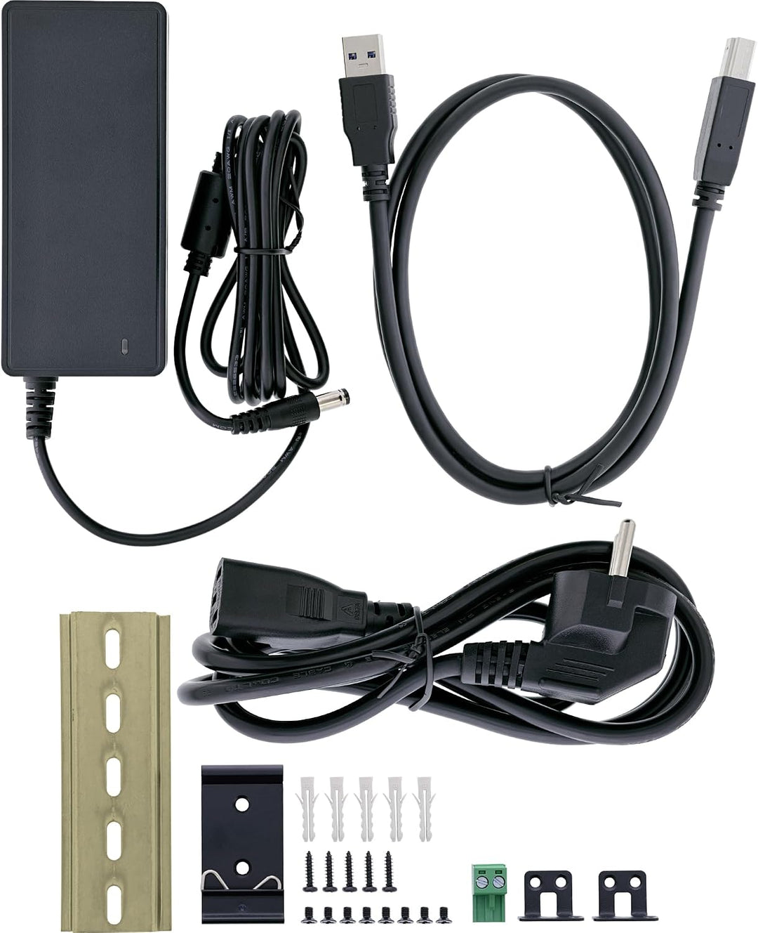 Inline USB 3.2 Gen.1 Industrie-Hub mit 10 Ports, Aluminiumgehäuse, DIN-Schienen-Montage, aktiver USB