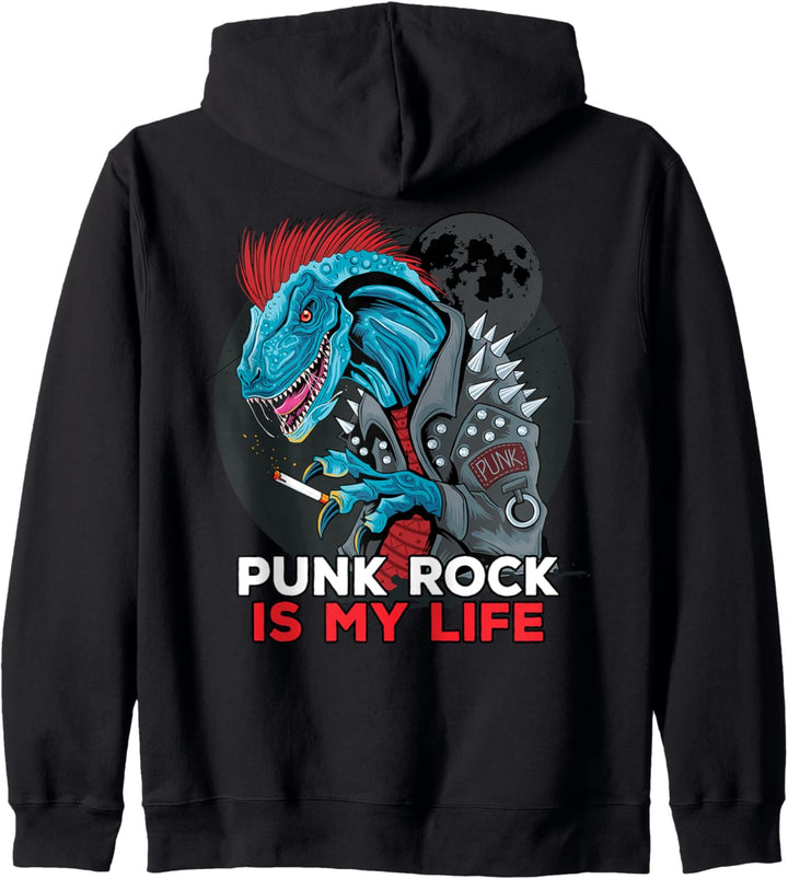 Punk Rock Is My Life I Spruch Anarchie I Punk Rock Dino Kapuzenjacke