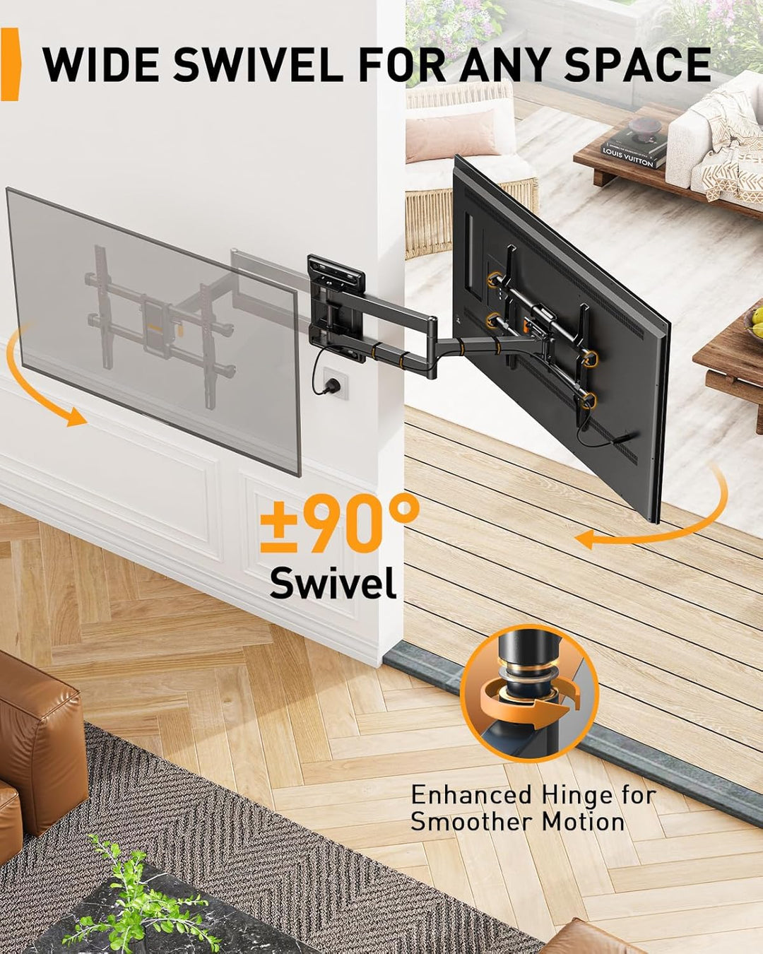 Perlegear Langarm TV Wandhalterung, Full Motion Wandhalterung Fernseher für 32-65″ TVs, 60 kg Tragkr