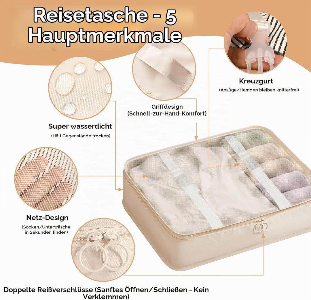 Koffer Organizer Set, 14 Stück Packing Cubes für Reise, Kofferorganizer Packtaschen Set, Wasserdicht