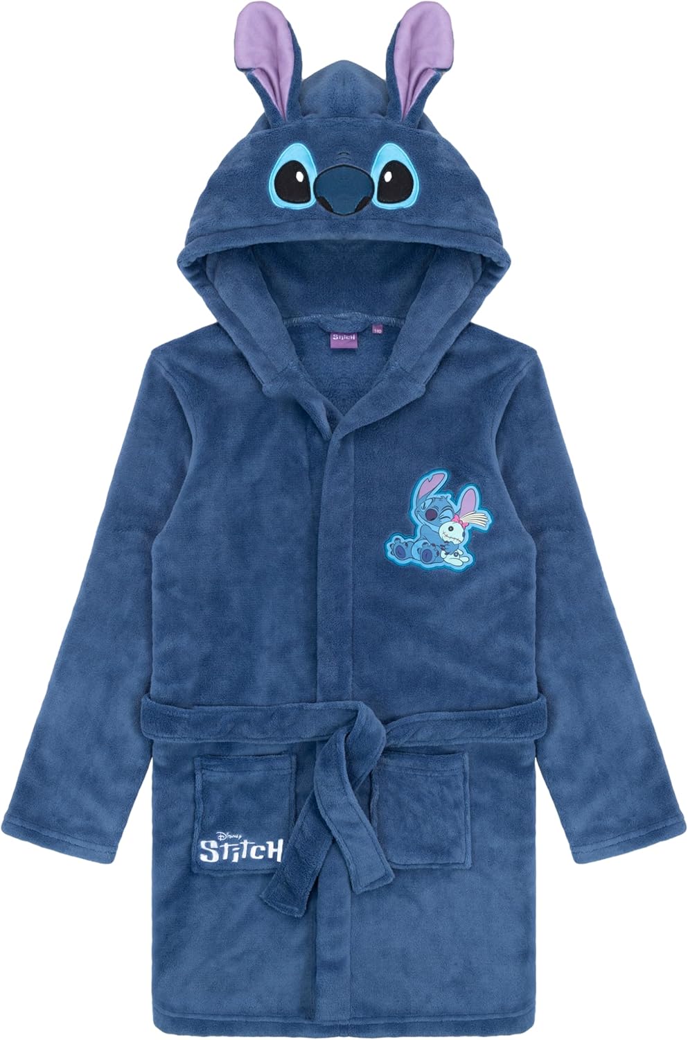 Disney Lilo & Stitch Bademantel für Mädchen, Fleece Morgenmantel mit Kapuze und Ohren, Hausmantel, G
