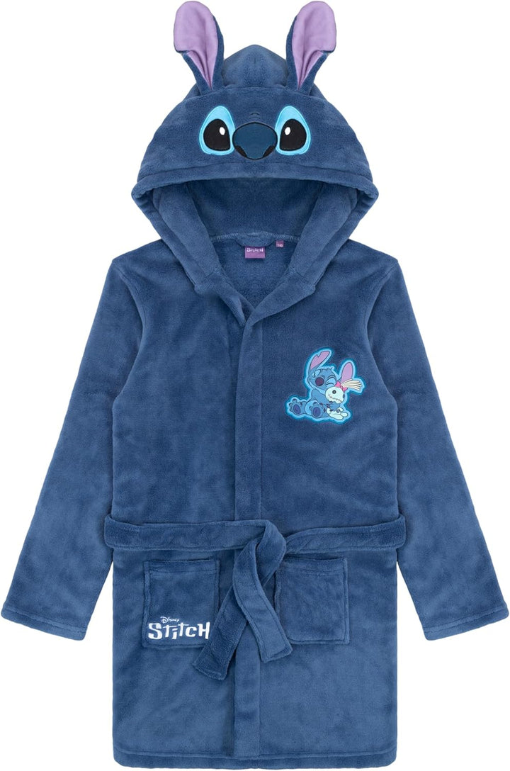 Disney Lilo & Stitch Bademantel für Mädchen, Fleece Morgenmantel mit Kapuze und Ohren, Hausmantel, G