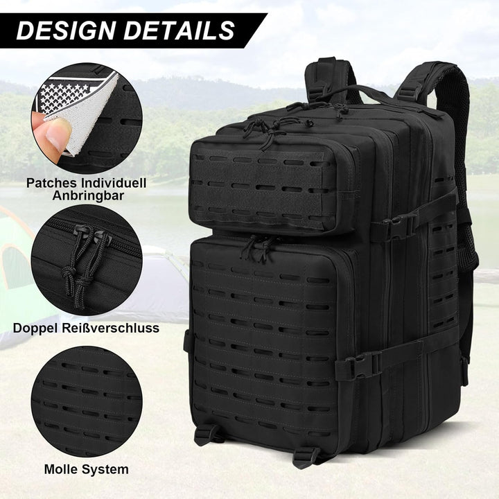 SHANNA Trekkingrucksack, Wanderrucksäcke Militärrucksack 45L Armee Rucksack MOLLE Assault Pack Takti
