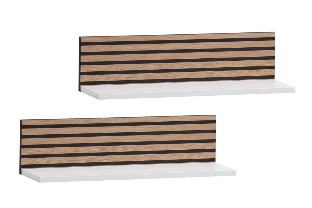 Schildmeyer Regalablage 2er-Set Ryker 160028, Mattweiss/Akustikpaneel Optik, 60 x 17,3 x 15,7 cm Mat