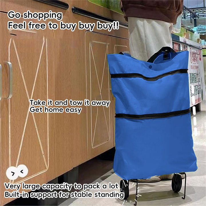 Einkaufstasche mit Rädern Faltbar, 2-in-1 Trolley-Tasche und Tragbare Tragetasche, Einkaufstasche Kl