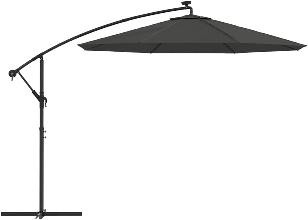 vidaXL Ampelschirm LED 300cm Anthrazit Sonnenschirm Kurbelschirm Gartenschirm 300 cm Anthrazit, 300