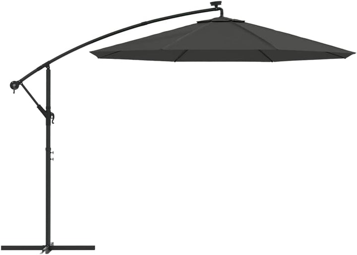 vidaXL Ampelschirm LED 300cm Anthrazit Sonnenschirm Kurbelschirm Gartenschirm 300 cm Anthrazit, 300