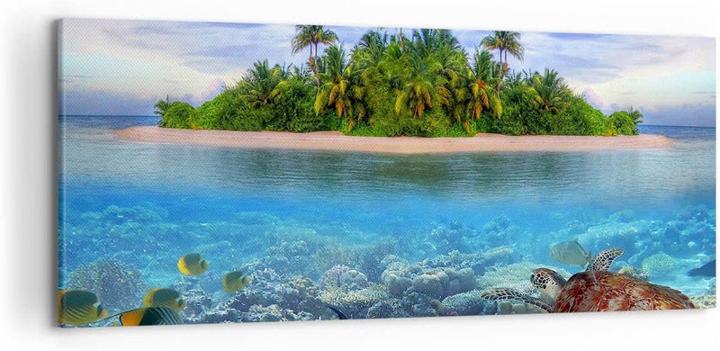 Wandbilder Dekoration Wohnzimmer Strand lagune wasser ozean Panorama Bilder auf Leinwand 120x50cm Le