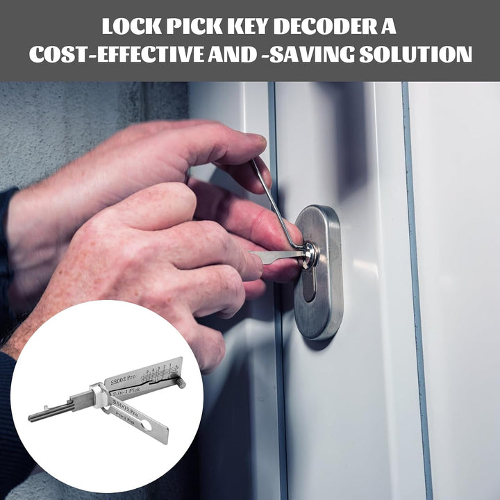 2 in 1 Stainless Steel Master Key Decoder, SS002 Pro Lock Picking Tool, Master K ey Decoder Lo-ck Pi