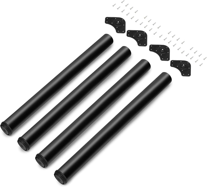 Emuca - Regulierbare Tischbeine Ø60x710mm, 4er Set aus Stahl, regulierbare Höhe 710-730mm, schwarz Ø