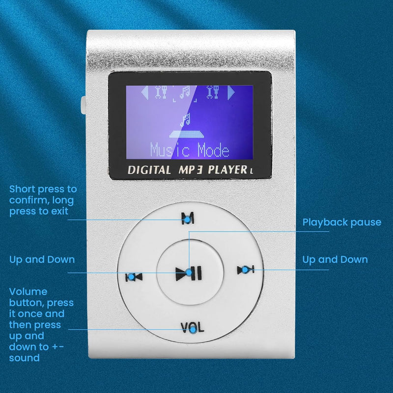 Mini-MP3-Player, Tragbarer Musik-Player, mit LCD-Bildschirm, Speicherkartenunterstützung, Maximale U