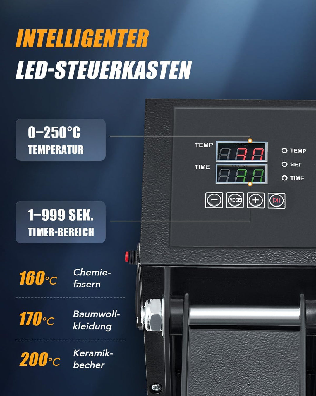 CREWORKS 1400W Transferpresse Textilpresse T-Shirt Sublimationsmaschine 38x38cm Hitzepresse Heat Pre